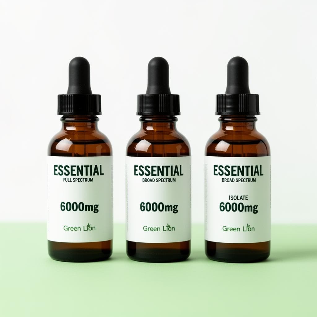 Linha Essential Green Lion — Full Spectrum, Broad Spectrum e Isolate 6000mg