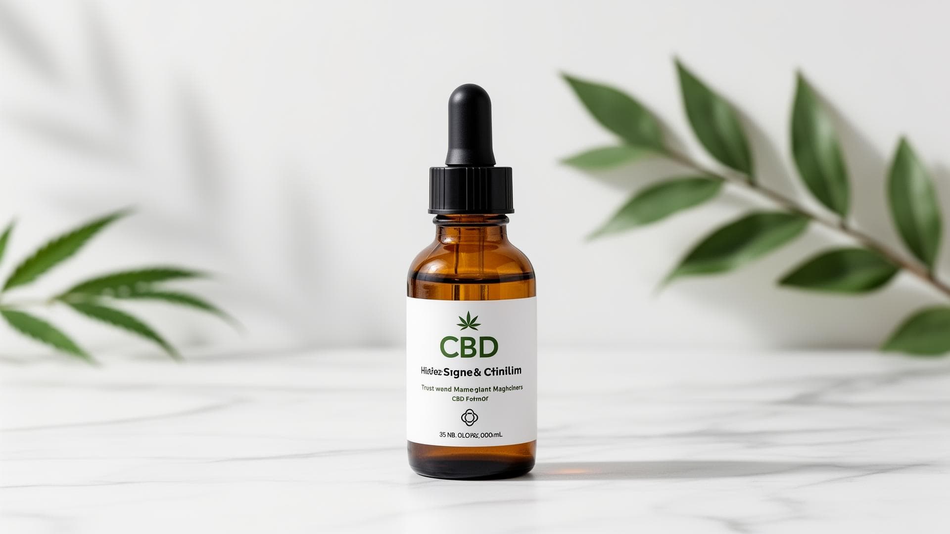 Frasco de óleo de CBD em ambiente clínico